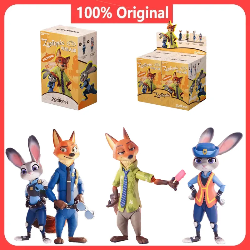 Фото В наличии: Серия фигурок Zootopia, коллекционные боксы-сюрпризы Kawaii BJD, аниме-фигурки Джуди Хоппс и Ника Вайлда, модели игрушек, подарок для детей №1