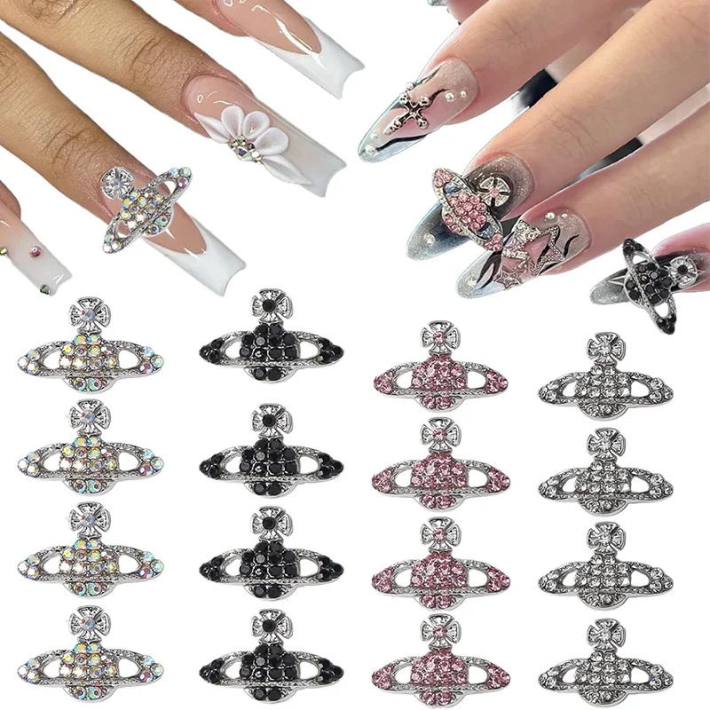 

10pcs Luxury Crystal Nail Art Rhinestones Saturn Planet Cross Nail Charms Jewelry Gems DIY Nail Art Decorations Accessories Part