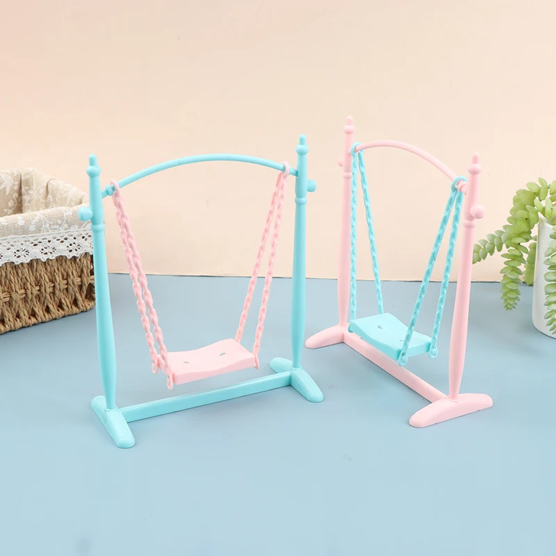 

1PC Simulation Swing Kids Toys For Girls Dolls Accessories For Children Pretend Play Birthday Gift Game Doll House Scene Decor