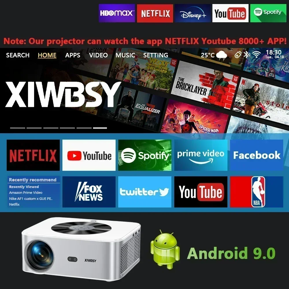 XWBSY проектор с автофокусом 25000 люмен 800ANSI Bluetooth