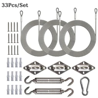 33pcsset wire rope kit triangle four corner sunshade sail stainless steel canopy installation home clothesline steel cable