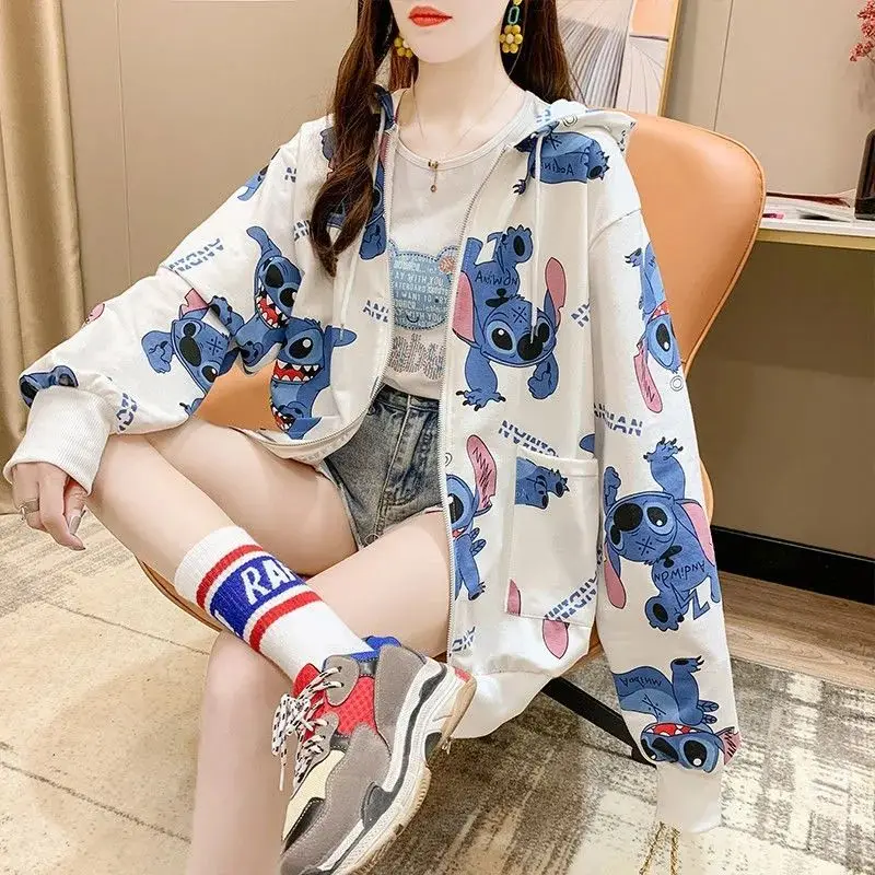 Новинка Осень-зима Стич оригинальный Свободный свитшот Kawaii Disney Ленивый Стиль
