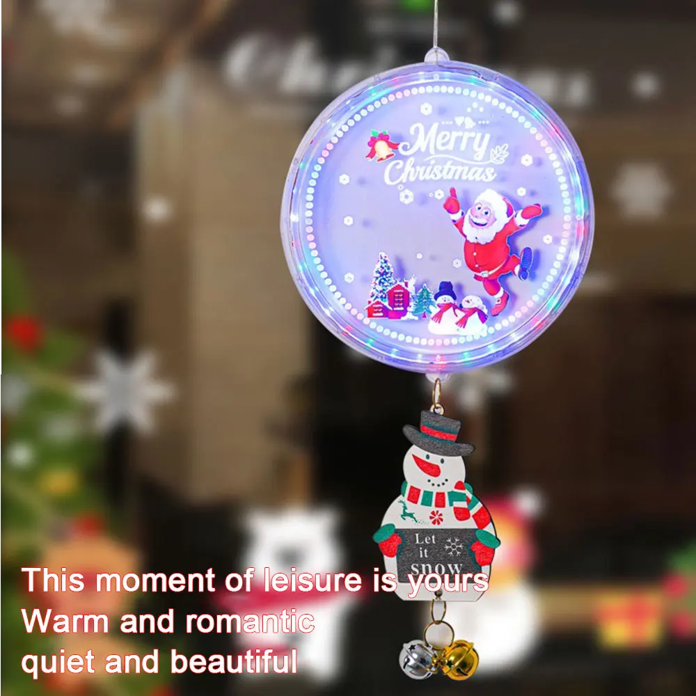 

Navidad Ornaments Christmas LED Suction Cup Lamp with Music Window Wall Hanging Pendant String Fairy Light for Home Party Decor