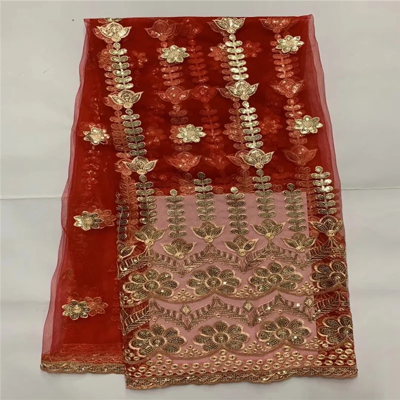 Африканская кружевная ткань 2022 новейшая красная индийская сари высокого