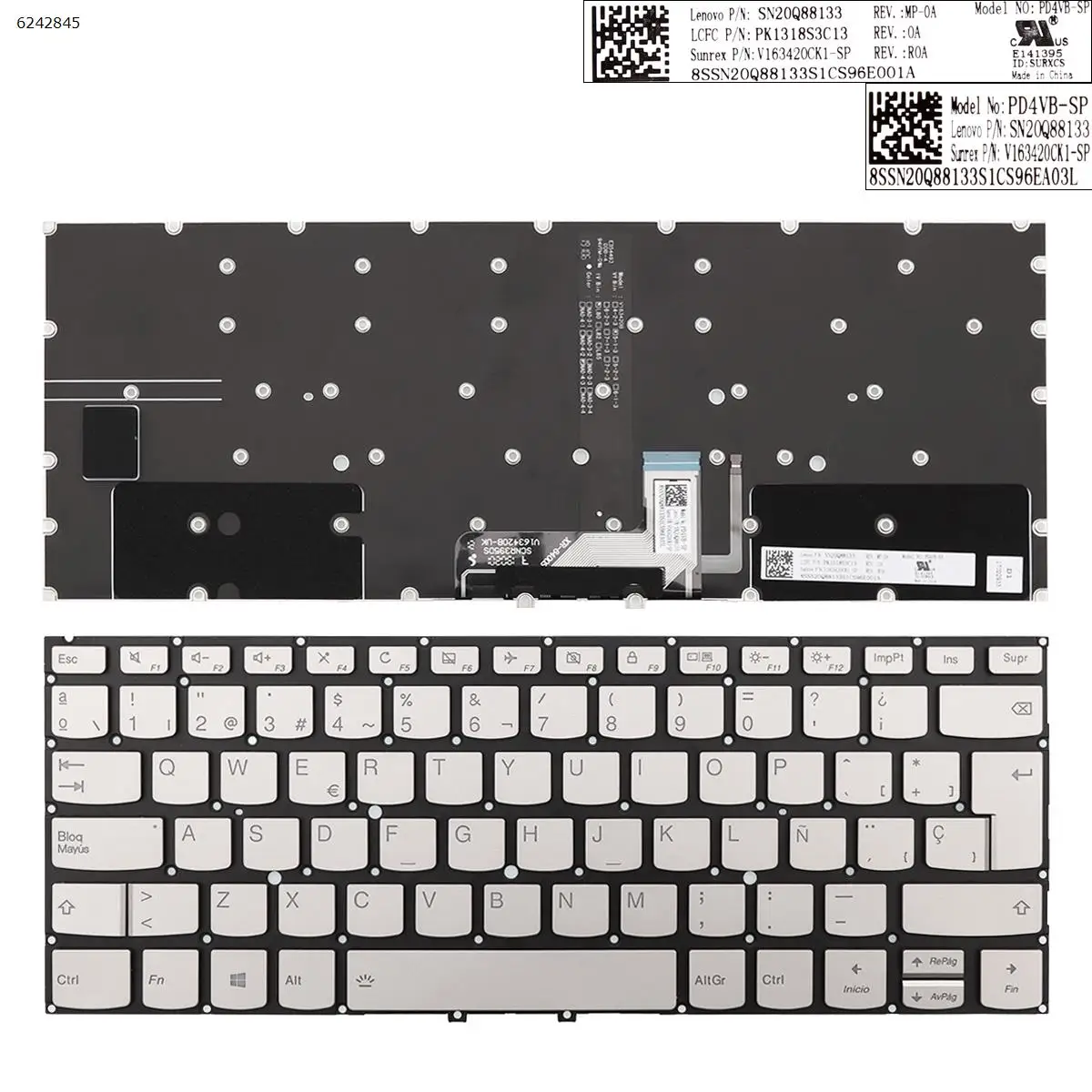 

SP Laptop Keyboard for Lenovo Yoga c930-13 c930-13ikb yoga 7 pro SILVER Backlit Without FRAME