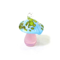 2pcs lovely mini mushroom pendant kawaii glass charms diy fashion necklace for women girls creative design female jewelry party