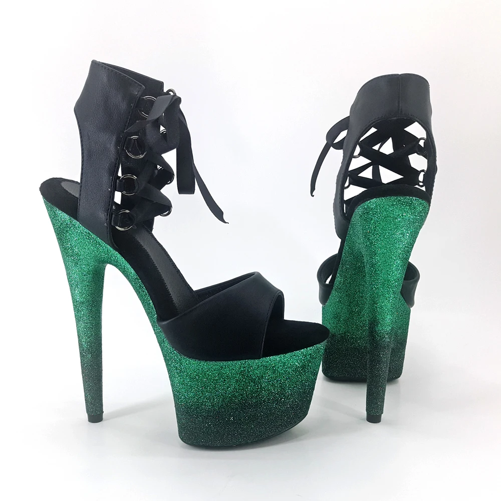 Leecabe 17cm/7Inch colorful glitter Heels sandals shoe high heel platform pole dance shoes