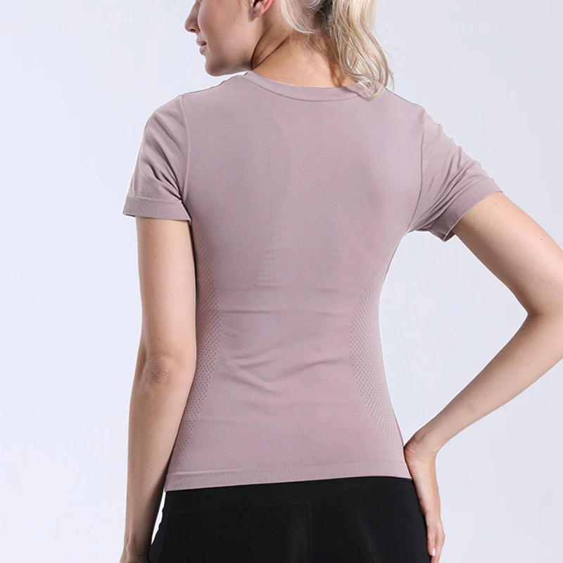 Рубашка для йоги женская блузка с коротким рукавом сексуальный топ спортивного