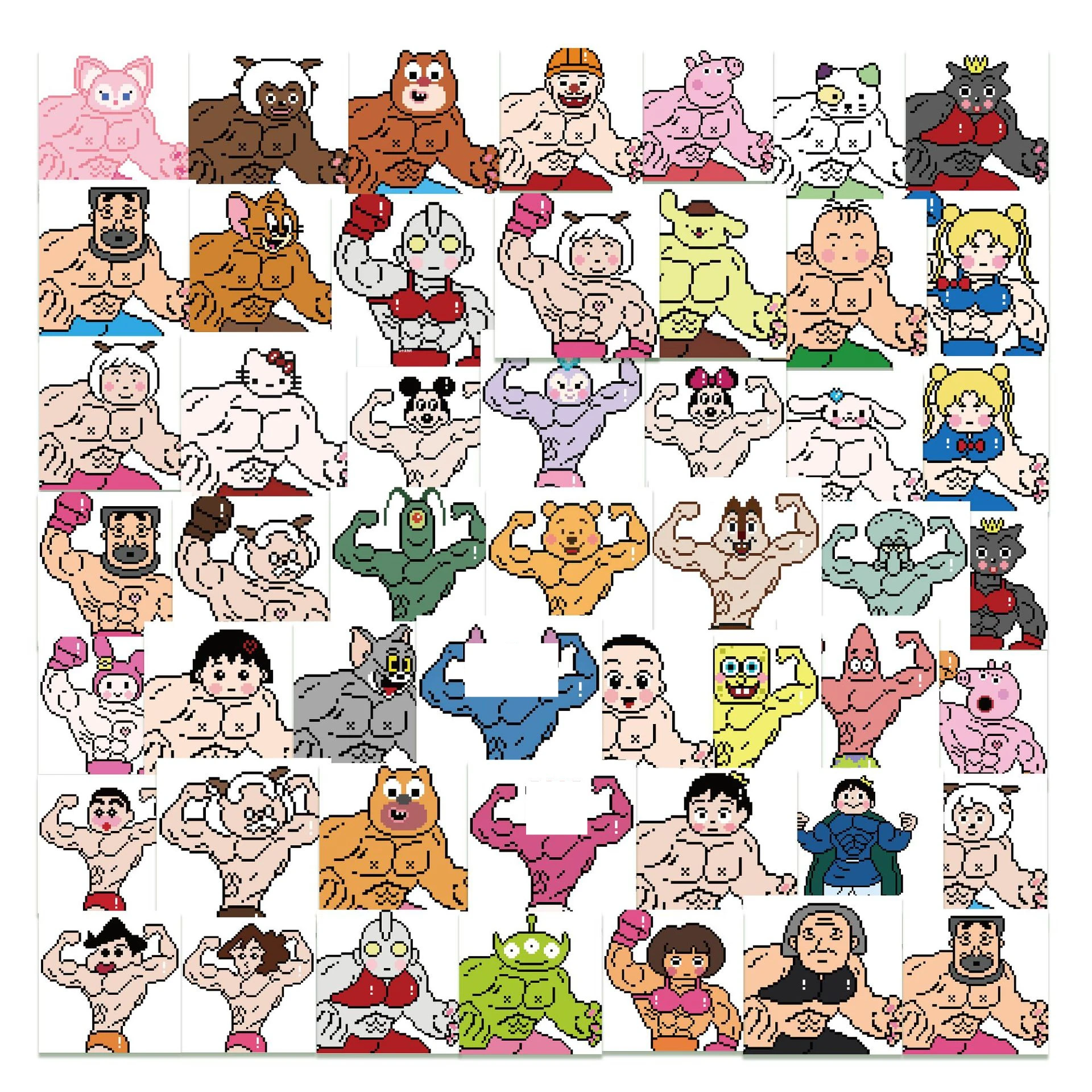 

50 шт. Мультяшные милые персональные пиксельные наклейки для багажа, холодильника, скейтборда