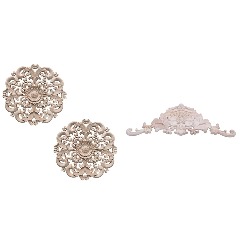 

1 резная аппликация из резины и дерева в стиле ретро, 38X15X1,2 см и 2 предмета, резьба по дереву, украшение диаметром 15 см