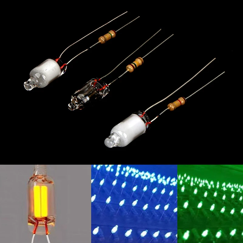 

10Pcs 6*13mm 220V Mini Neon Light Bulbs Indicator With Resistor Red Blue Green Neon Lamp