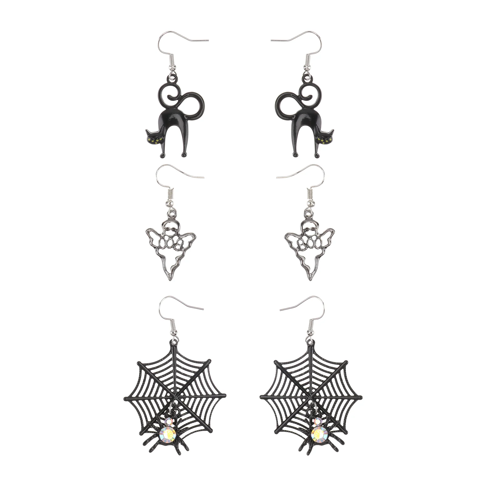 

3 Pairs of Dangle Earring Set Spider Hook Earrings Set Costumer for Dress