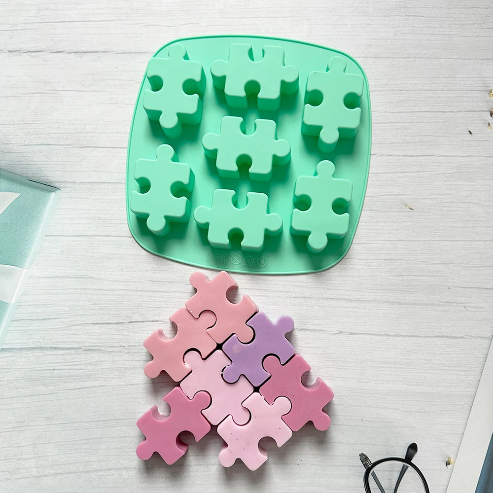 

Creative Puzzle Shape Silicone Soap Mold Aroma Plaster Gypsum Mould Diy Ice Cube Tray Molds Chocolate Cake Decorating Tools