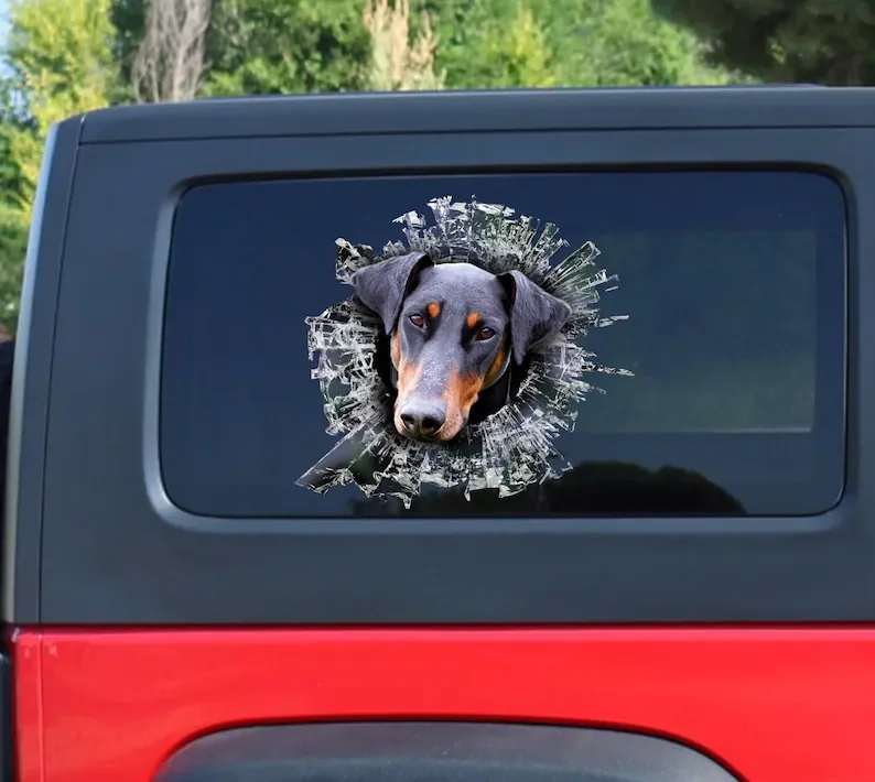 

Funny car stickers car decals decorative goods window pvc car sticker brand motorcycle accessories doberman car sticker,