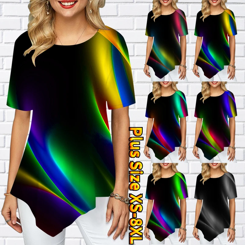 

Женская Винтажная футболка с коротким рукавом, круглым вырезом и принтом