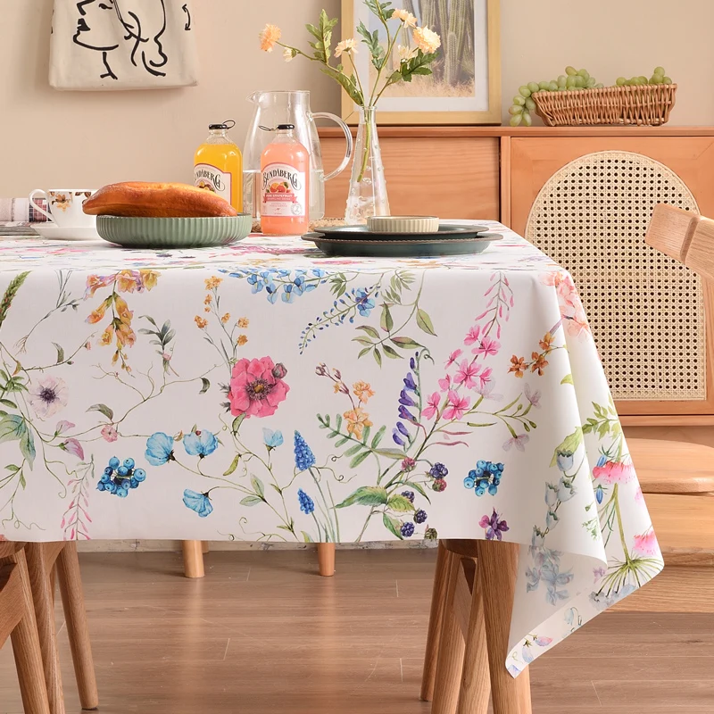 

Household dining table fabric waterproof pure cotton high-end tablecloth rectangular fabric