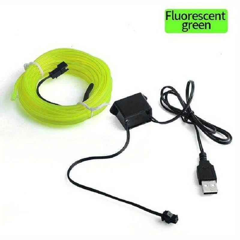 Фото 1 шт. 5 м гибкая светодиодная неоновая лента EL Wire USB для интерьера автомобиля, декоративные аксессуары для авто №3