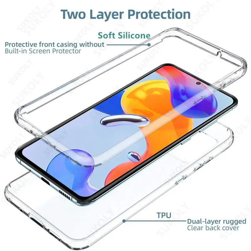 Для Xiaomi Redmi Note 11 10 9 s 8 Pro Poco F3 X3 M4 Mi 11T 10T Lite 5G NE кристально чистый чехол 360 Полный