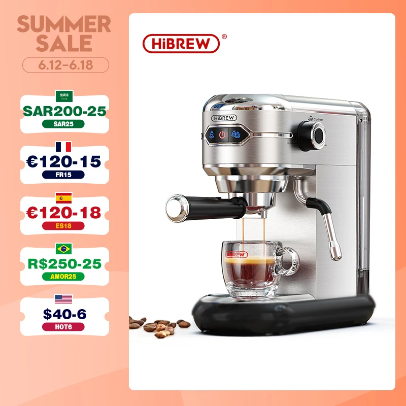 Cafetera 19 Bar Inox Semi Automatic Super Slim Ese Pod& Powd