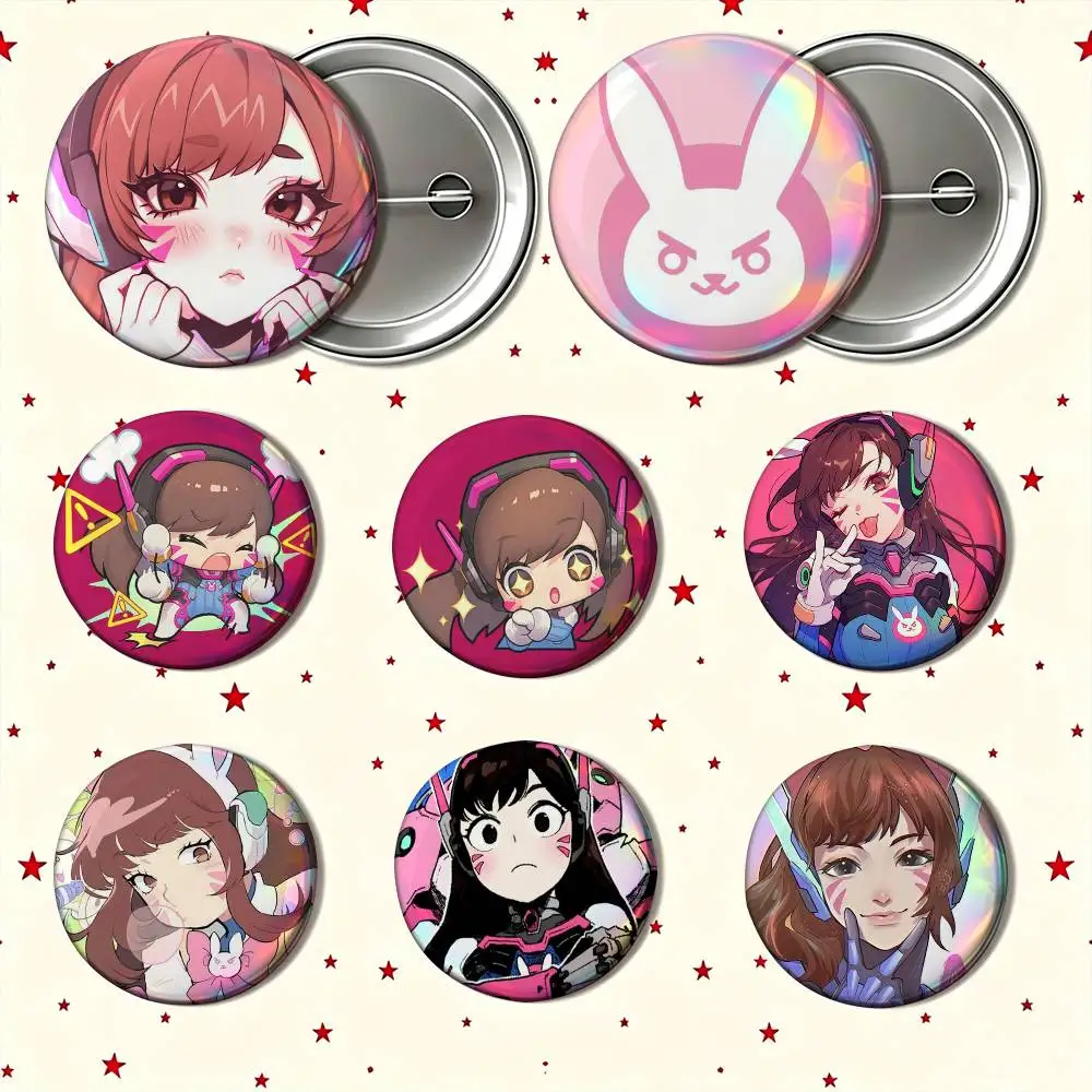 Фото Значок-брошь эмалированный Pop Game Overwatch Fan D.Va, круглый, из жести, для косплея, в стиле Nijigen Otaku Culture, 25мм, 32мм, 44мм, 58мм №1