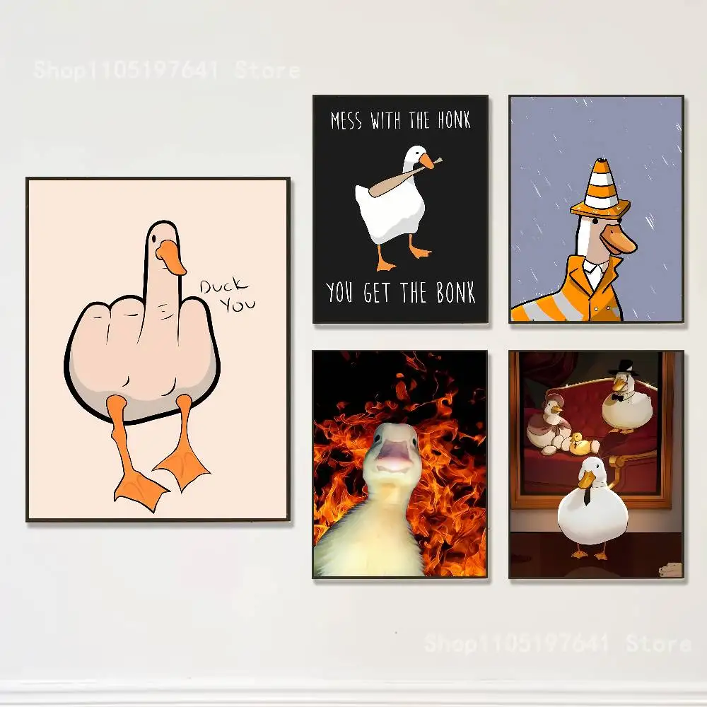 Фото Забавный постер D-DucK Goose meme, многоцелевой настенный художественный постер для гостиной, спальни, офиса, прихожей, бара, домашнего декора, подарок №1