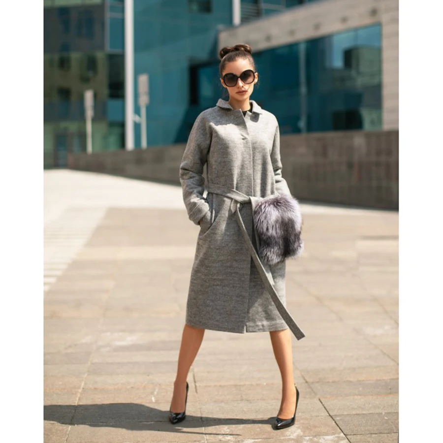

Best Selling Fur Coat Women Natural Fur Jacket Wool Blend Overcoat Autumn Cardigan Fashion