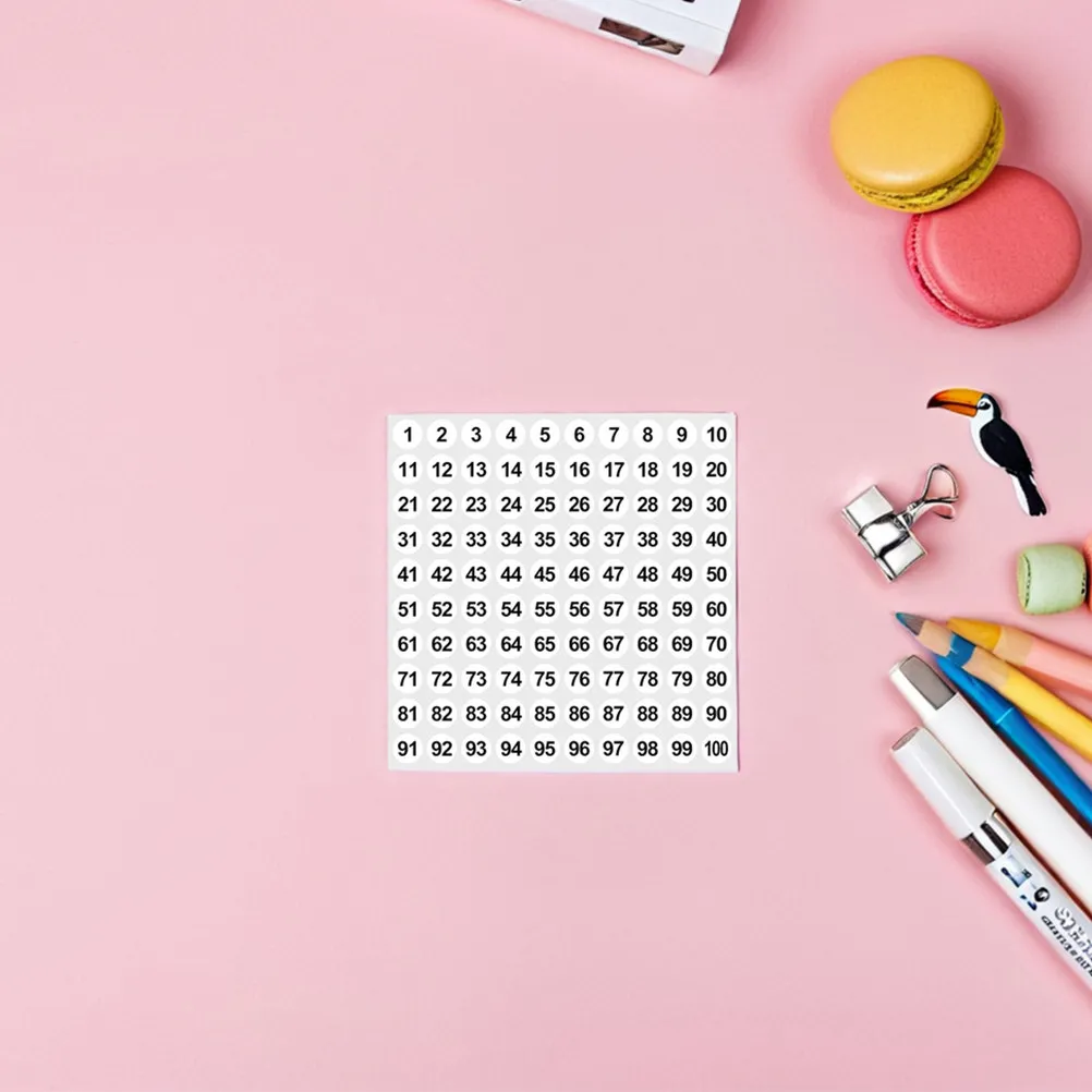Фото 2500Pcs Number Stickers 1-100 Consecutive Colored Round Self-Adhesive Labels for Classroom Office Storage Organization №5