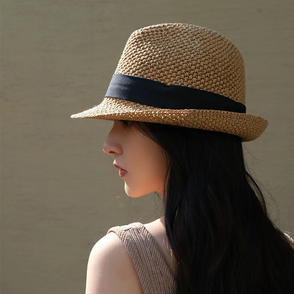 2022 Brim ขนาดเล็ก Fedoras หมวกหมวกผู้หญิงหมวกชายหาดหมวกหมวก Sun หมวกหมวกชายหมวกสำหรับสุภาพสตรี designer ยี่...