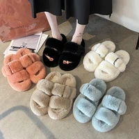 2022 winter fashion soft warm comfort flat fur slipper brand designer slip on loafers mules flip flops casual indoor