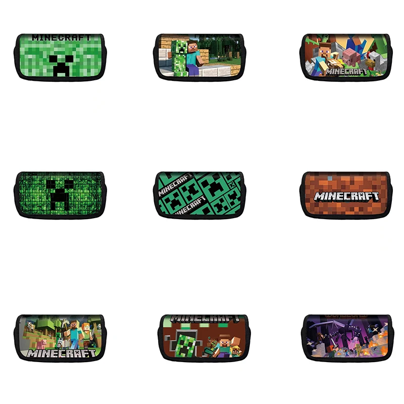 

My World New Printed Flap Pencil Pouch Polyester Kids Pencil Pouch Square Large Capacity Stationery Minecraft Bag Birthday Gift