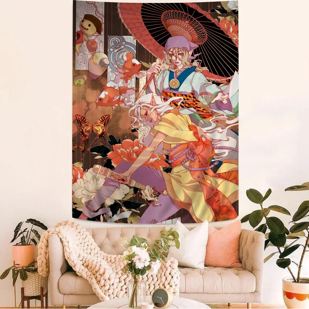 Цветной гобелен Kusuriuri Mononoke настенные ковры в стиле хиппи с цветами декор для