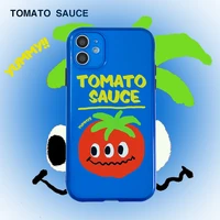 phone case for iphone 13 12 11 6 6s 7 8 plus x xr 11pro xs max transparent blue tomato cute cartoon soft tpu for iphone 12 cover
