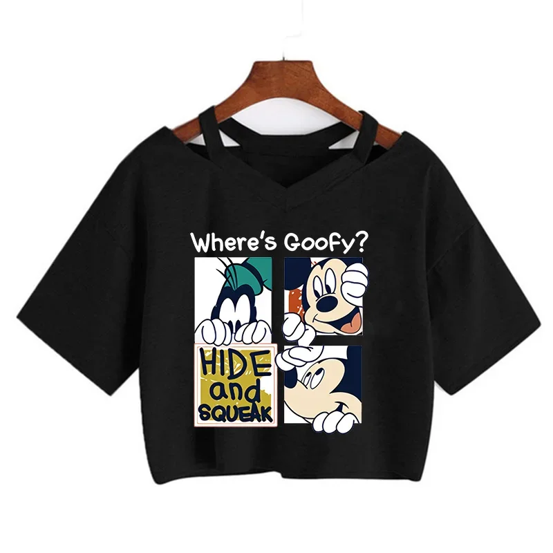 Укороченный топ с Микки Маусом футболка Минни женская одежда милая укороченная