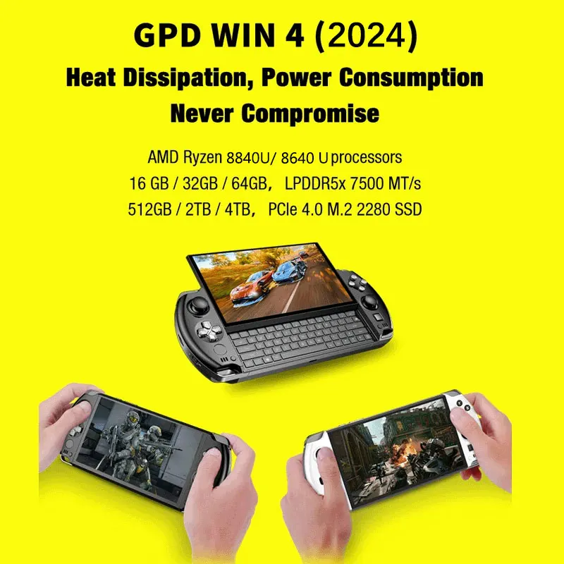 Мини-ПК GPD WIN 4 AI 9 HX 370 8840U 6-дюймовый портативный планшет GamePad 32 ГБ ОЗУ 1 ТБ/2 ТБ PCLE 0 SSD