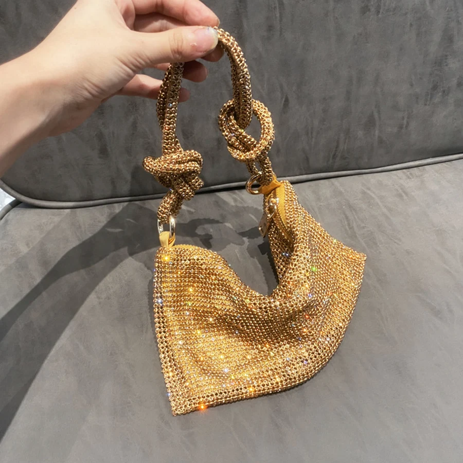 Knot Handle Rhinestones Evening Clutch Bag Summer New Shiny Crystal Dinner Purses Ladies Luxury Colorful Designer Shoulder Bags