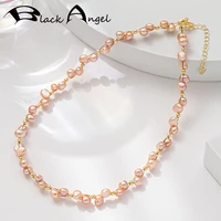 black angel new gypsophila collar romantic pink natural freshwater pearl necklace for women fashion jewelry girlfriend gift