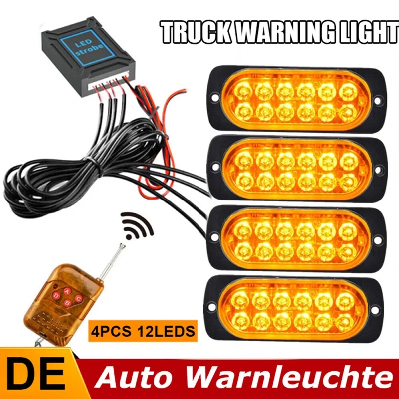 

4 шт. 12 светодиодов стробоскоп предупреждающий свет стробоскоп Решетка мигающий свет бар грузовик автомобиль маячок лампа Янтарный светофо...