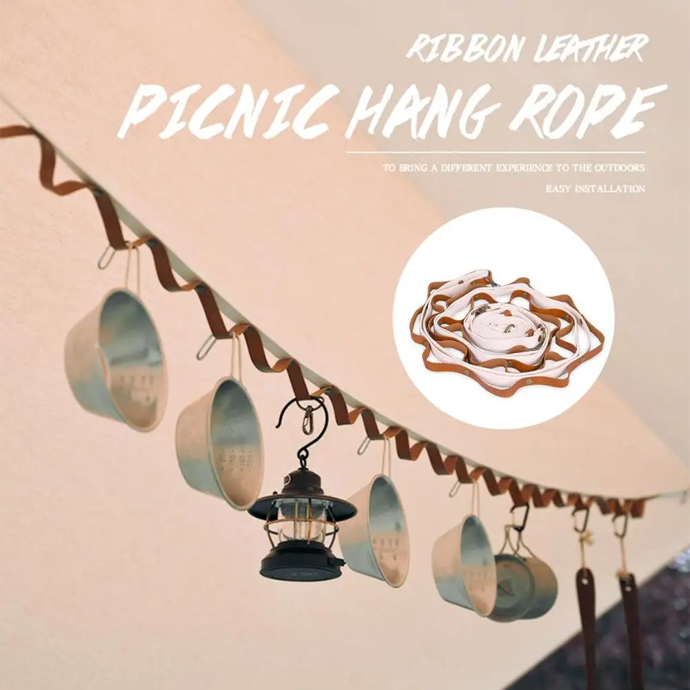 

5M Camping Hanging Rope Laundry Line Multifunctional Webbing Ribbon Leather Picnic Hanging Rope For Outdoors Tent Accessories