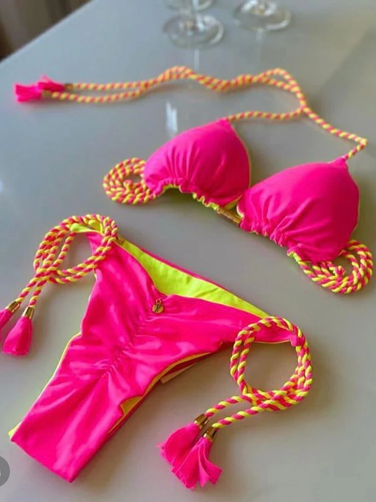 RUOTONGSEPT 2023 Женский Комплект Микро-бикини Двусторонний Тканевый Треугольный