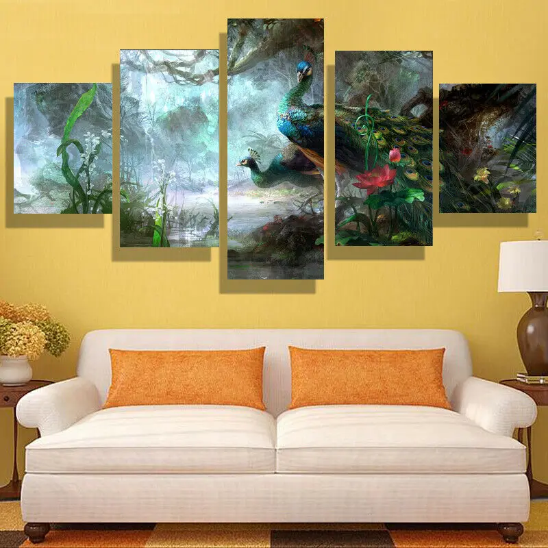 

5 шт., настенный постер и печать на холсте «Павлин»