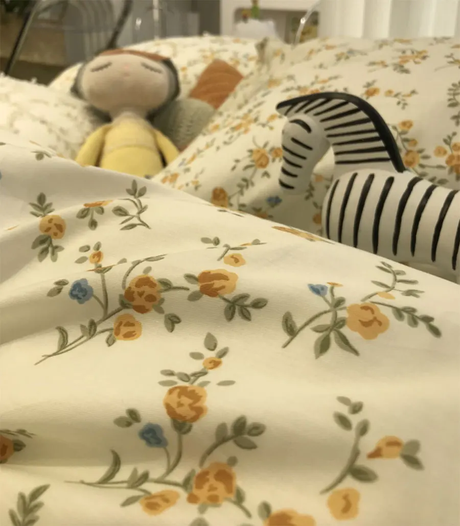 

Romantic rustic flower orange green bedding set,floral cotton twin full queen home textile flat sheet pillow case duvet cover