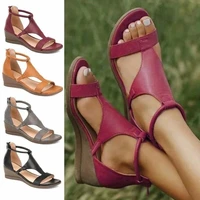 womens shoes comfort summer 2022 plus size 43 ladies sandals heel zipper retro wedge sandals woman soft bottom beach muje