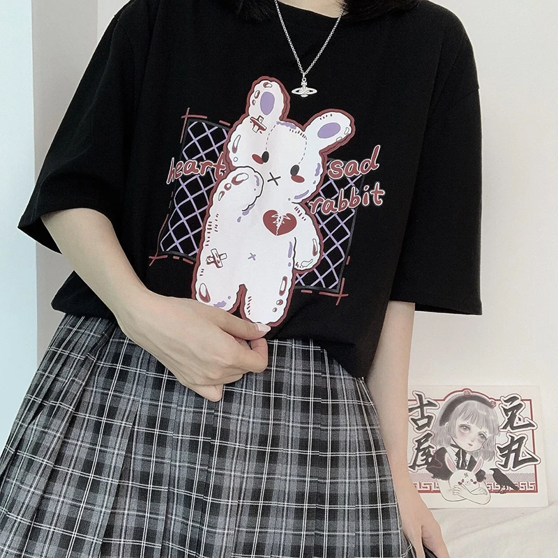 

Summer Gothic Female Tees Y2k Cartoon Loose Kawaii Women's T shirt Lovely Streetwear Ladies Tops Gothic Harajuku Clothes T-shirt