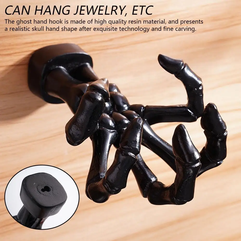 

Creative Skull Hand Sculpture Key Storage Hook Wall Mount Resin Skeleton Demon Hand Statue For Halloween Party Gift Decor P P1K9