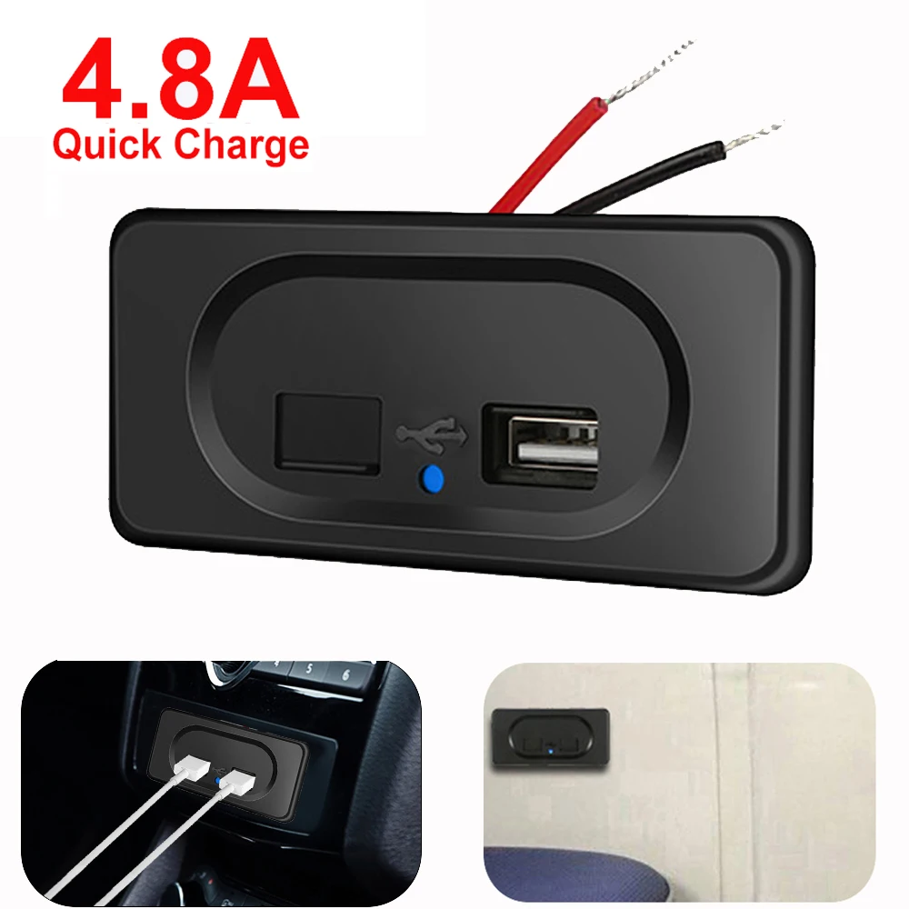 

Dual USB Car Charger Socket 4.8A 3.1A 12V/24V USB Charger Outlet Panel Power Adapter Panel For Truck Camper Caravan Accessories