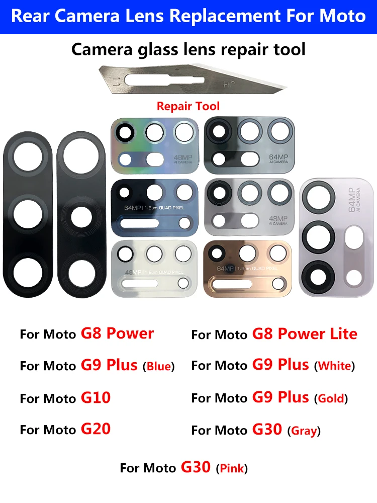 

10 шт. для Moto G30 G20 G10 G9 G8 G7 Play G Stylus задняя камера стеклянная крышка объектива с клеем