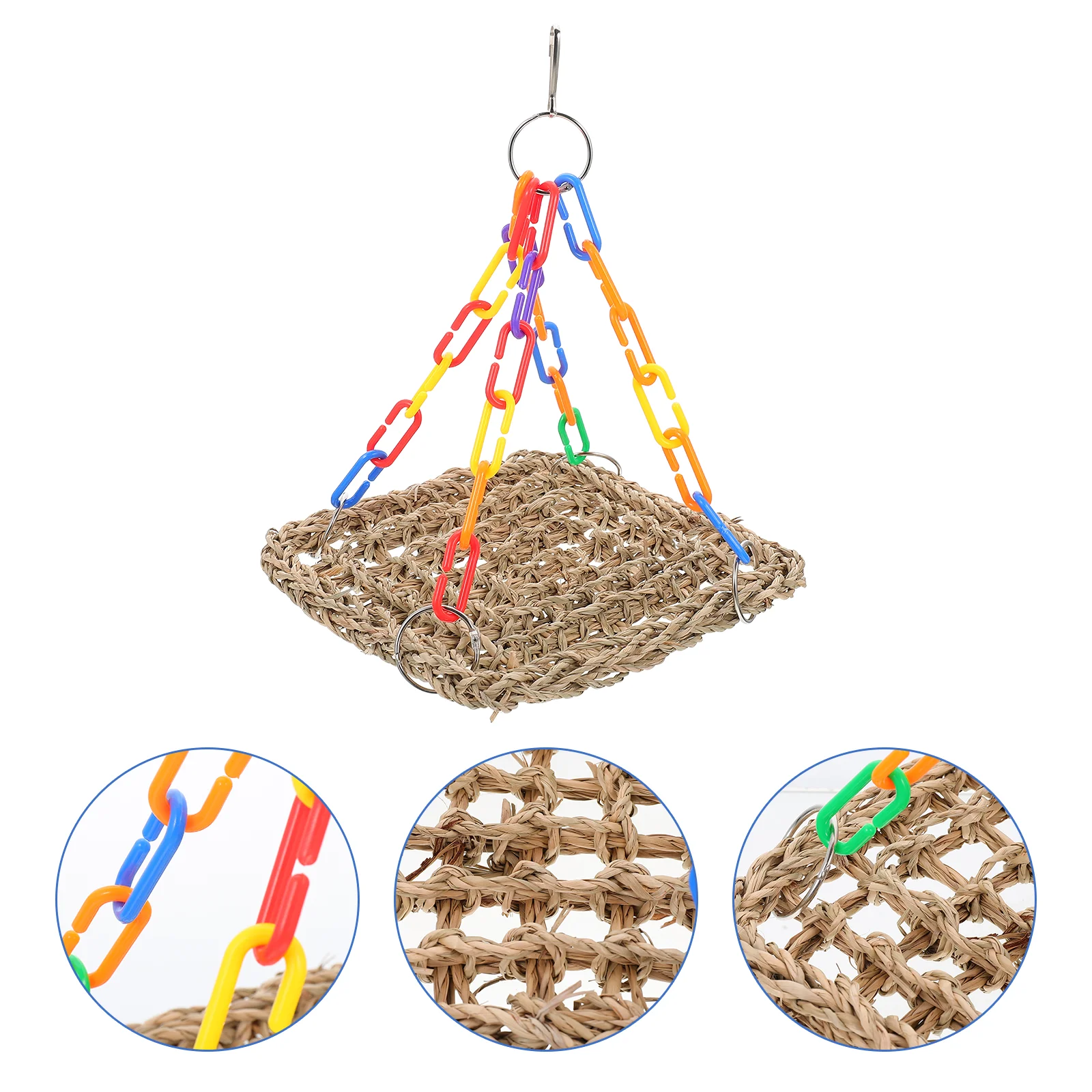 

Bird Toys Swing Toy Parrot Chicken Coop Accessorieshammock Cage Climbing Hanging Chewing Seagrass Parakeet Perch Cockatiel Wood