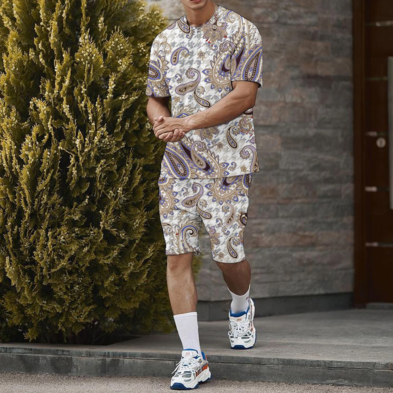 Summer Men Casual T-shirt Sets For Male Sport Streetwear Short Sleeve Pants Suit Fashion 3D Print Oversize Tracksuit Clothes