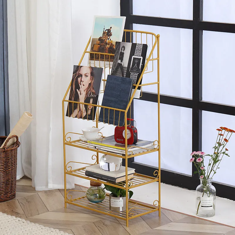 

Nordic Minimalist Children's Magazine Rack Wrought Iron Magazine Picture Book Rack Shelf Landing Newspaper Display Home Office