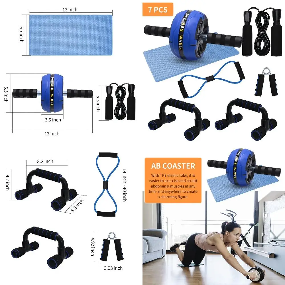 

ores Muscle Training Deluxe Home Gym Ab Roller Wheel Kit: Perfect, Muscle Training Exercise Roller Wheel Set with Push-Up Bar, K
